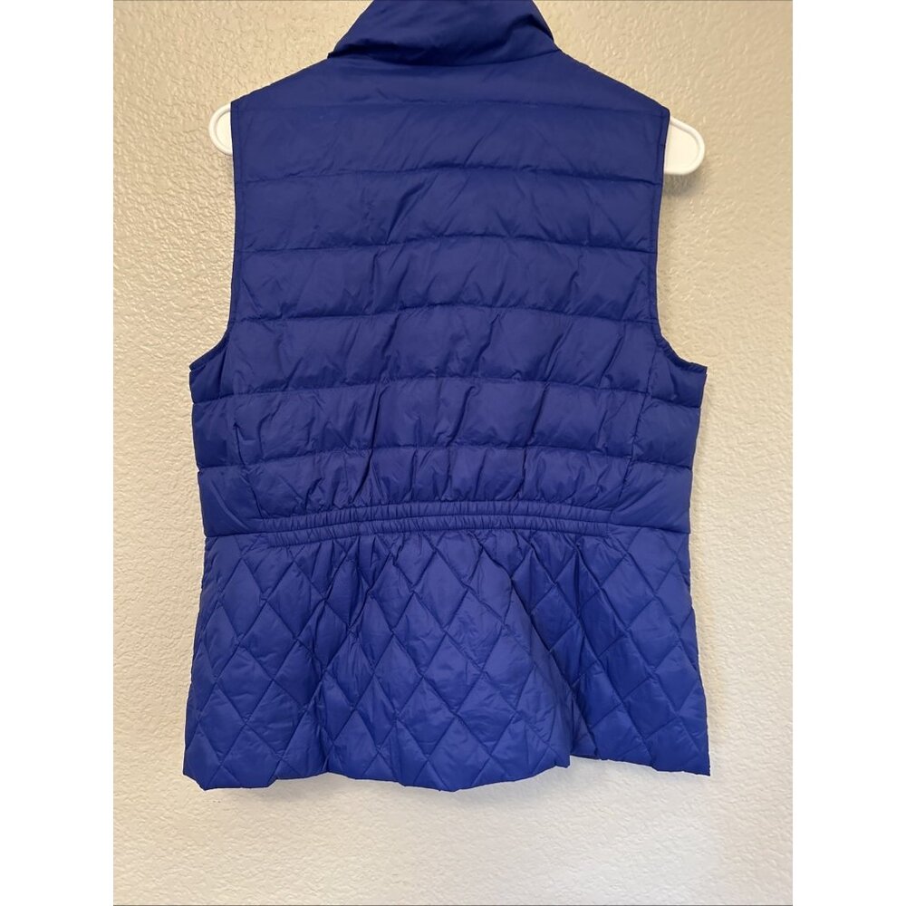 Talbots Down Fill Puffer Vest Women's‎ Size Medium Blue Quilted Full Zip Pockets - Picture 7 of 9